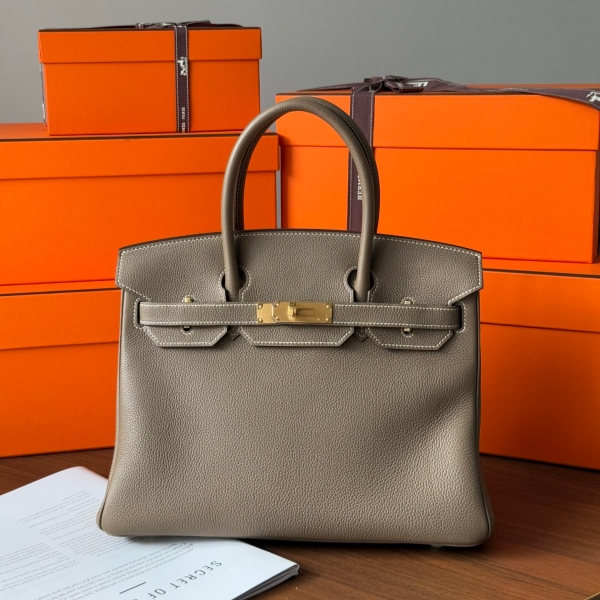  【エルメス HERMES】バーキン30 エトゥープ（18）トゴ ゴールド金具（100％手縫）